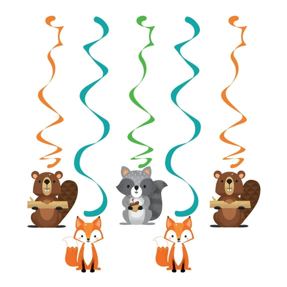 Party Central Club Pack of 30 Orange and Brown Wild One Woodland Dizzy Dangler Hanging Party