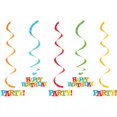 thumbnail image 1 of Party Central Club Pack of 30 Vibrantly Colored Happy Birthday Stripes Hanging Danglers Party, 1 of 2