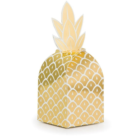 Party Central Club Pack of 48 Glittering Gold and Foil Stamped Pineapple Decorative Favor Boxes