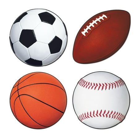 Party Central Club Pack of 48 Vibrantly Colored Sports Cutout Party Decors 15"
