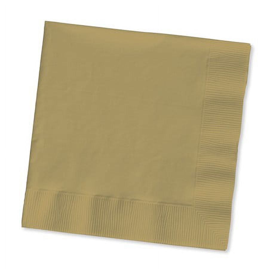 Party Central Club Pack of 500 Gold Solid 3-Ply Disposable Lunch Napkins 6.5"