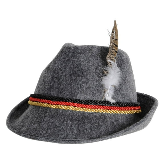 Party Central Club Pack of 6 Gray and Red Unisex Adult Oktoberfest German Alpine Hat with Feather -