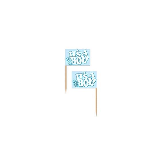 Club Pack of 600 Blue "It's A Boy!" Food Decor Baby Shower Party Picks