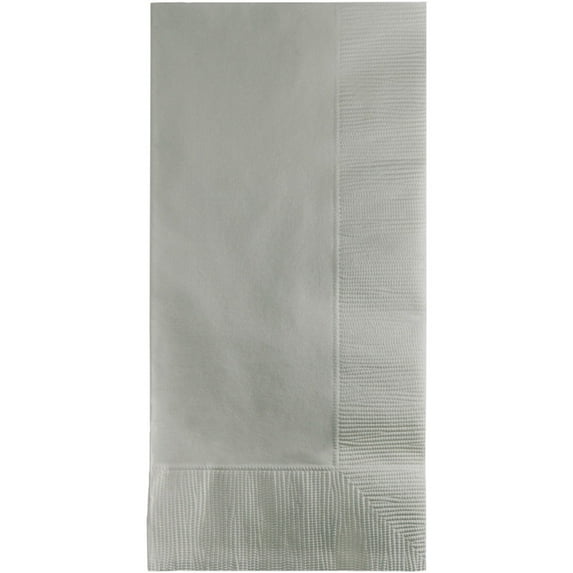 Party Central 2-Ply Disposable Party Dinner Napkins - 8" - Shimmering Silver - Club Pack of 600