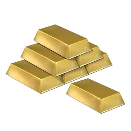 Party Central Club Pack of 72 Gold Nugget Bar Pirate or Western Themed Party Decors 7"