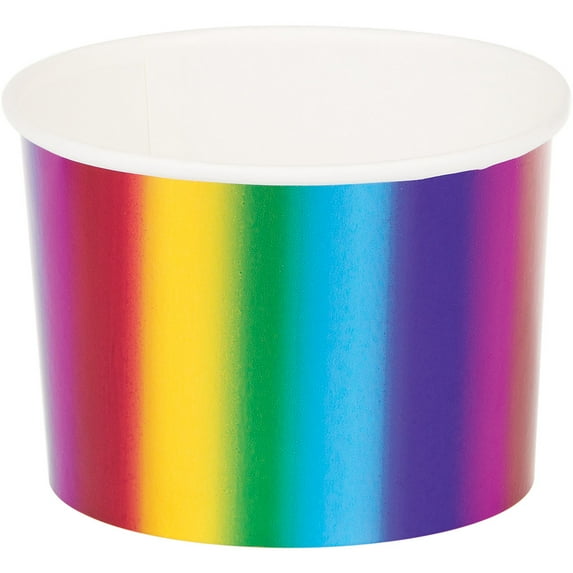 Party Central Club Pack of 72 Multi-Colored Rainbow Foil Decorative Party Treat Cups 8.5"