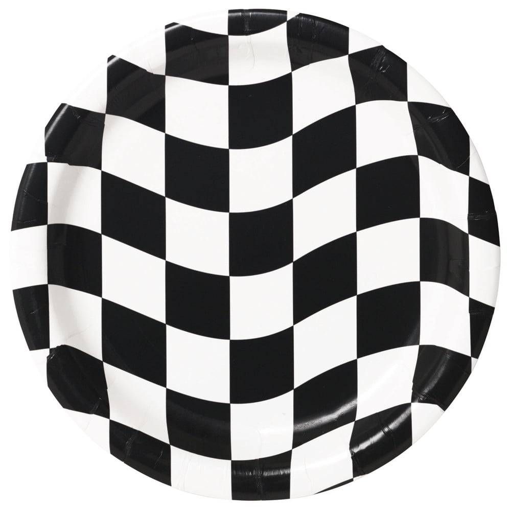 Party Central Checkered Disposable Paper Party Luncheon Plates - 7" - Club Pack of 96