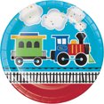 thumbnail image 1 of Party Central Club Pack of 96 Blue and Brown All Aboard Dinner Plates 8.8", 1 of 1