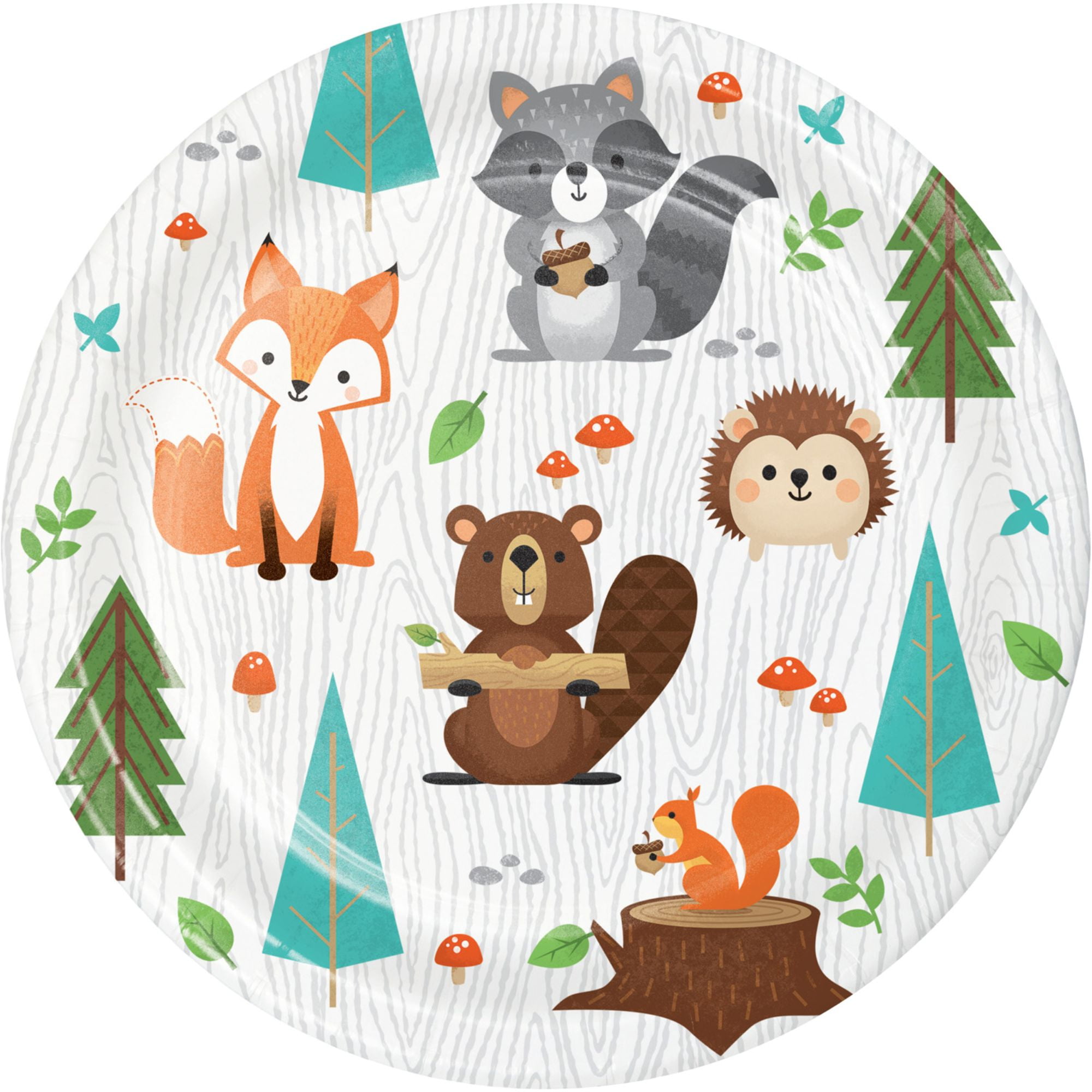 Party Central Disposable Wild One Woodland Paper Party Luncheon Plates - 7" - Club Pack of 96