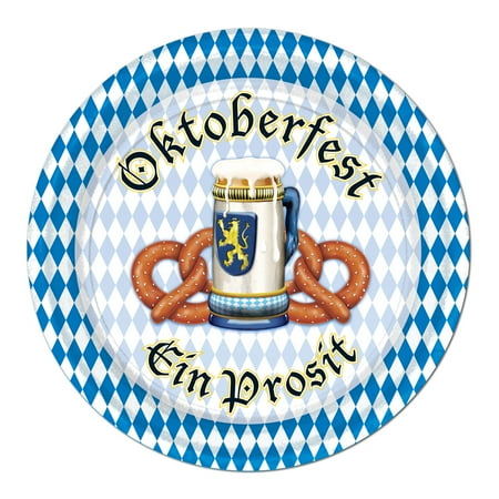 Party Central Club Pack of 96 Blue and White Disposable Oktoberfest Paper Party Banquet Dessert