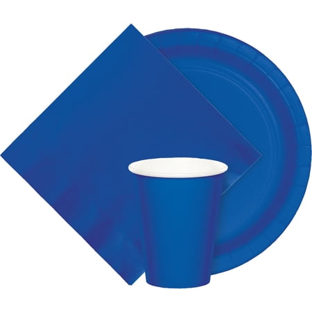 Party Central Hot and Cold Disposable Paper Drinking Party Cups - 9 oz. - Cobalt Blue - Club Pack of