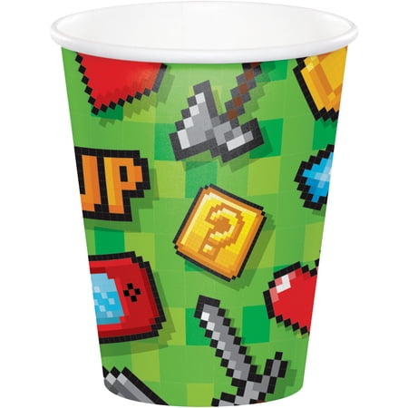 Party Central Club Pack of 96 Green Video Game Hot and Cold Party Cups 9 oz.