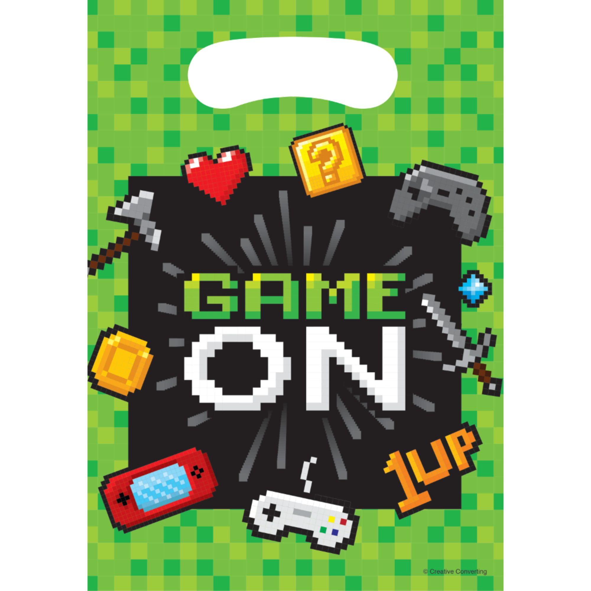 Party Central Club Pack of 96 Green and Black Video Game Themed Favor Loot Bags 8.8"