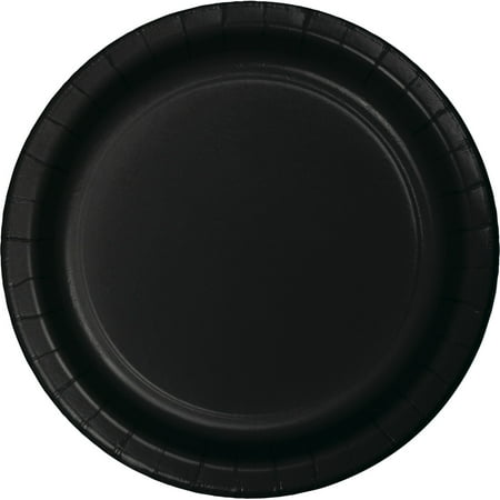 Party Central Disposable Round Dinner Party Paper Plates - 9" - Jet Black - Club Pack of 96