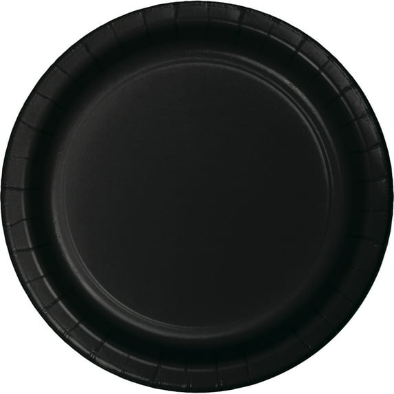 Party Central Disposable Round Dinner Party Paper Plates - 9" - Jet Black - Club Pack of 96