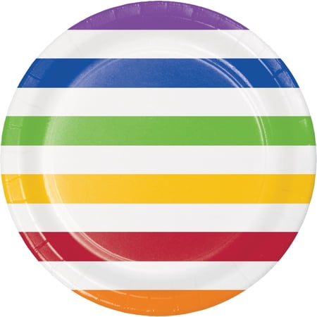 Party Central Vibrant Striped Disposable Party Dinner Plates - 8.75" - Club Pack of 96
