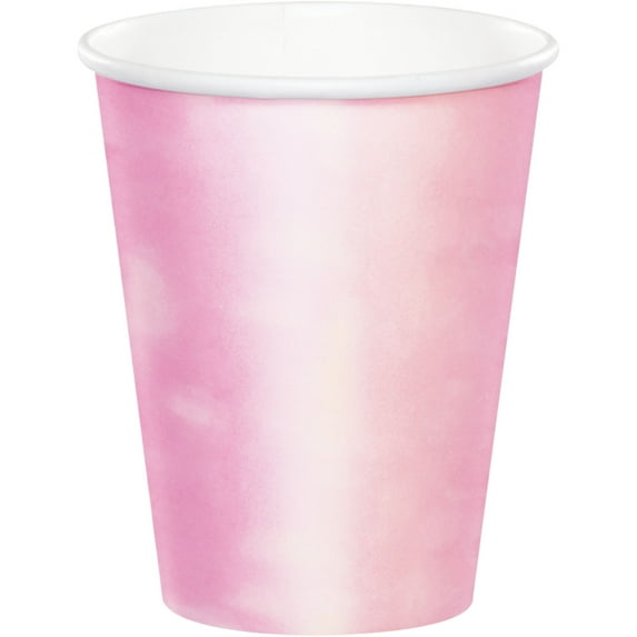Party Central Club Pack of 96 White and Pink Iridescent Party Cups 3.75"