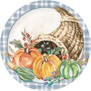 Party Central Disposable Paper Cornucopia Fall Harvest Dinner Plates - 9" - Club Pack of 96