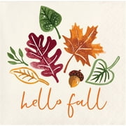 Party Central Lush Leaves 2-Ply Hello Fall Harvest Beverage Napkins - 5" - Club Pack of 192