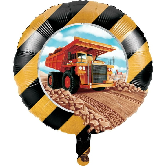 Party Central Pack of 10 Canary Yellow and Black Big Dig Construction Mylar Balloons 18"