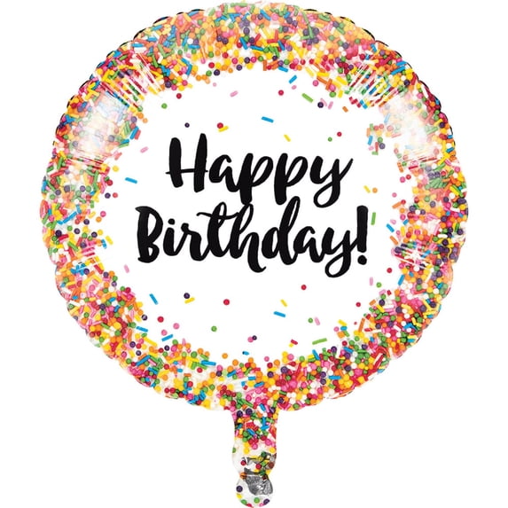 Pack of 10 Multicolored Sprinkles "Happy Birthday" Foil Party Balloons 18"
