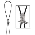 thumbnail image 1 of Party Central Pack of 12 Black and Gray Men Adult Cord Bolo Tie with Cowboy Boot Slide Costume, 1 of 1