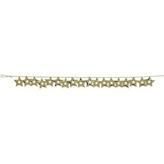 Party Central Pack of 12 Metallic Gold Cutout Stars Hanging Christmas Party Garlands 108"