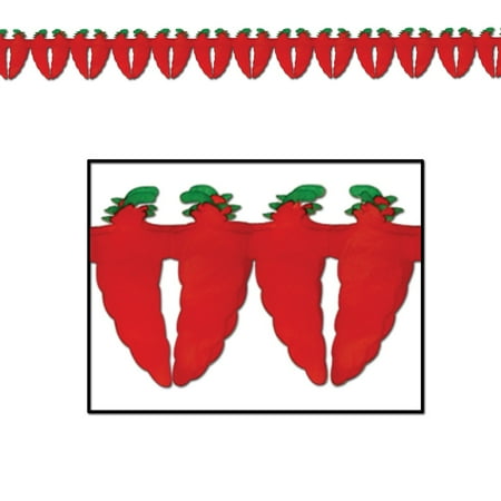 Party Central Pack of 12 Red Hot Chili Pepper Garland Decorations 12'