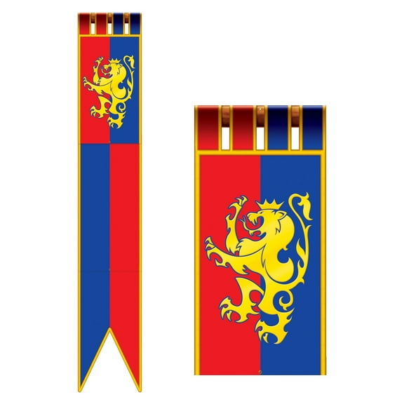 Party Central Pack of 12 Vibrantly Colored Jointed Medieval Royal Pull-Down Cutout Decors 6'