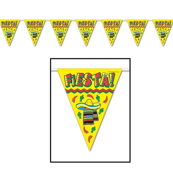 Pack of 12 Yellow and Red 'Fiesta' Pennant String Banners 12'