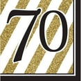 thumbnail image 1 of Pack of 192 Gold and White Striped Disposable "70" Birthday Party Luncheon Napkins 6.5", 1 of 1