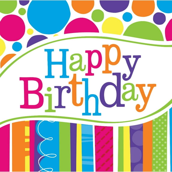 Party Central Pack of 192 Vibrantly Colored "Happy Birthday" 2-Ply Lunch Napkins 6.5"