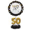 thumbnail image 1 of Party Central Pack of 4 Black and Gold "Happy 50th Birthday" Party Balloon Centerpiece Kit 24", 1 of 2