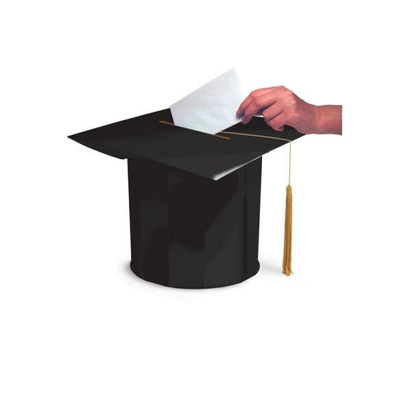 Party Central Pack of 6 Black Mortar Board Cap Hat Shaped Graduation Day Party Card Boxes 12"