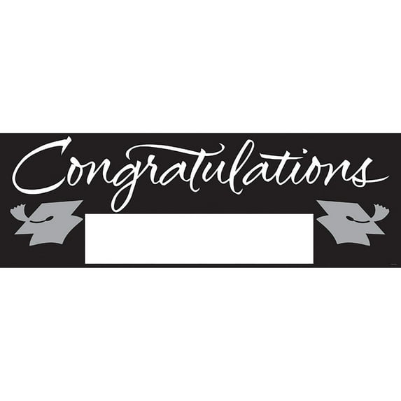 Party Central Pack of 6 Black and White Giant Graduation Party Banners 60"