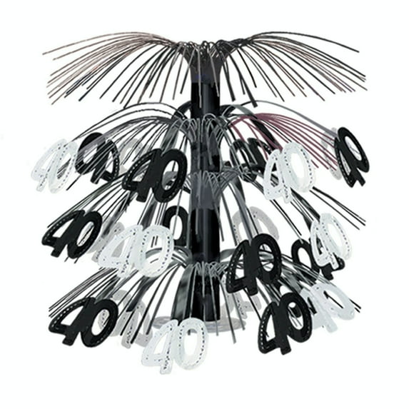 Party Central Pack of 6 Black and White Happy 40th Birthday Party Cascading Table Centerpieces 18"