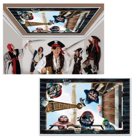 Party Central Pack of 6 Brown and Black Trapped Brig Pirate Photo Wall Decors 38" x 62"