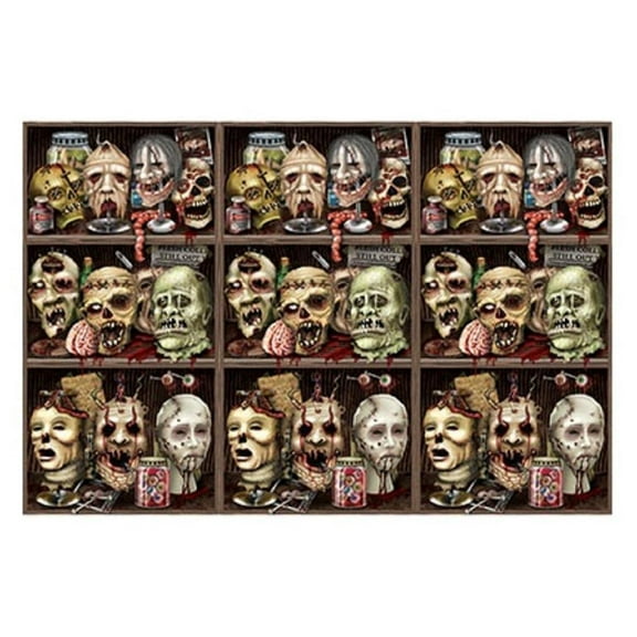 Party Central Pack of 6 Brown and Green Scary Zombie Heads Halloween Wall Backdrops 30'