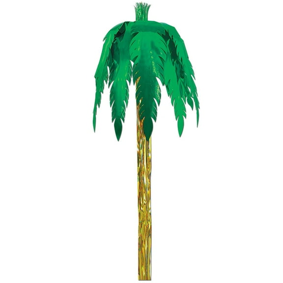 Party Central Pack of 6 Green and Gold Tropical Giant Royal Palm Hanging Party Decors 9.25'