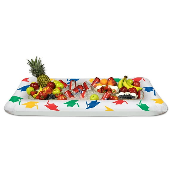 Pack of 6 Inflatable White and Green Graduation Buffet Coolers 53.75"