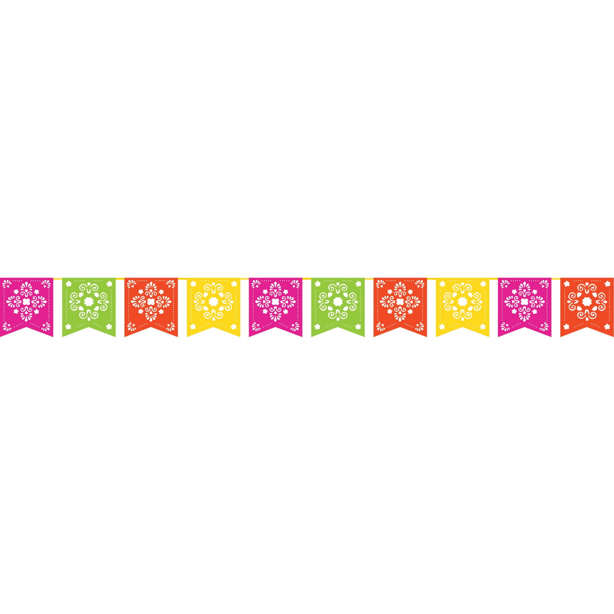 Party Central Pack of 6 Pink and Green Serape - Papel Picado Party Banner 120"