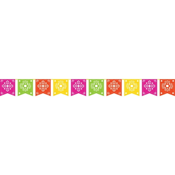 Party Central Pack of 6 Pink and Green Serape - Papel Picado Party Banner 120"