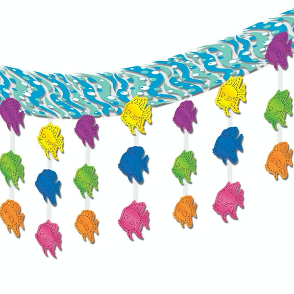 Party Central Pack of 6 Pink and Orange Under the Sea Fish Hanging Ceiling Party Decors 12'