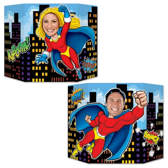 Party Central Pack of 6 Red and Blue Superhero Photo Props 37"