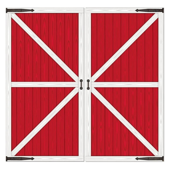 Party Central Pack of 6 Red and White Barn Door Backdrop Rectangular Wall Decors 30'