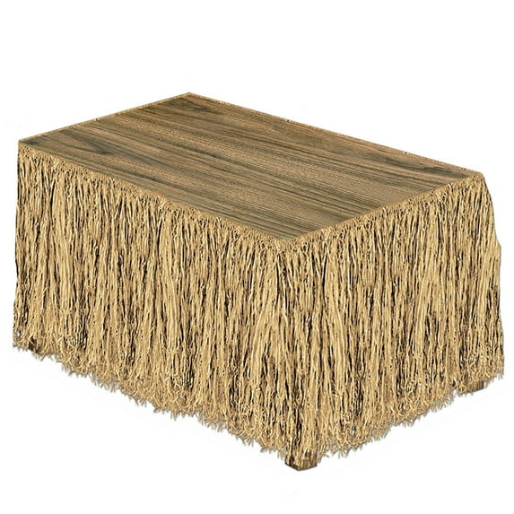 Party Central Pack of 6 Tropical Tan Natural Hawaiian Themed Party Table Skirts 9'