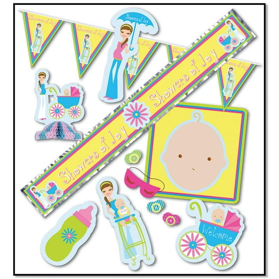 Party Central Pack of 6 Yellow and Blue Neutral Joy Baby Shower Party Kit Decors 9"