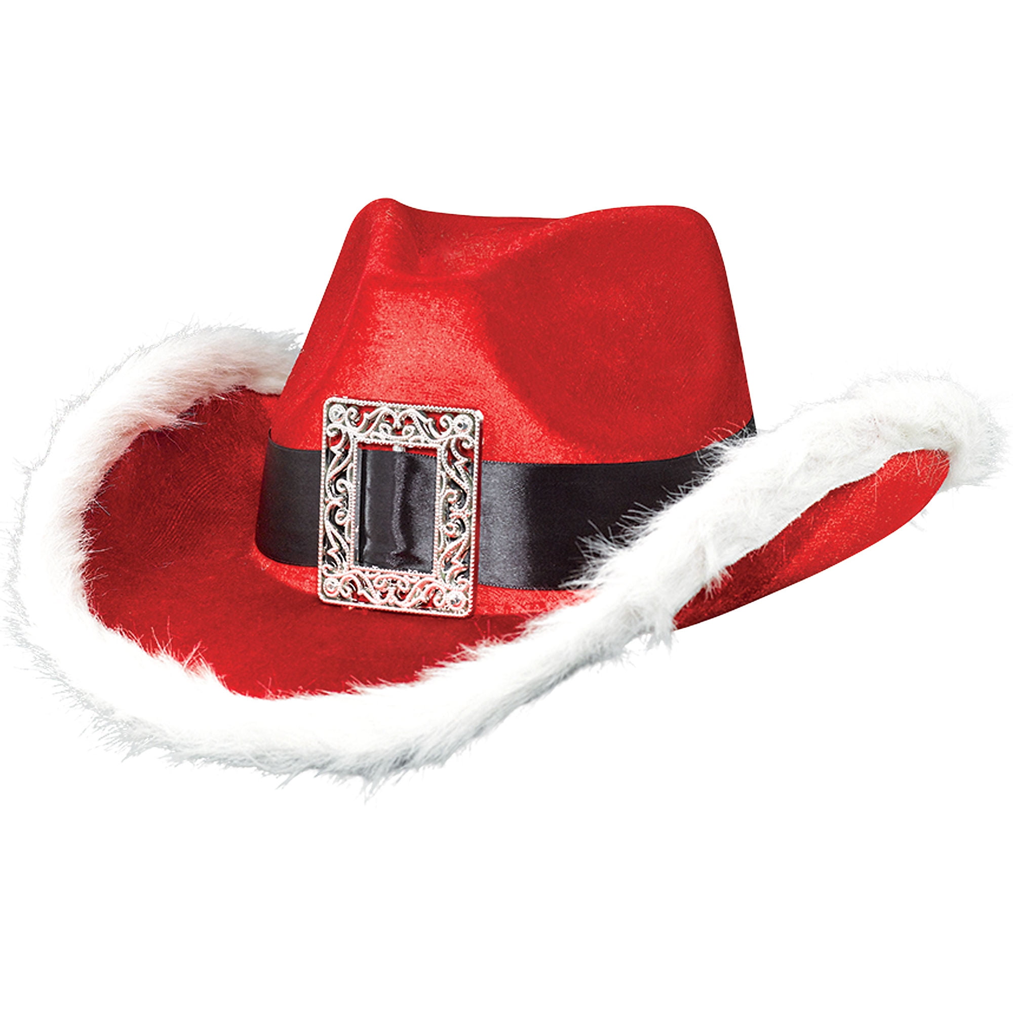 Amscan Santa Cowboy Christmas Hat, Red/Black