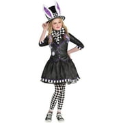 Party City Dark Mad Hatter Halloween Costume for Girls, Medium (8-10), Costume Sets
