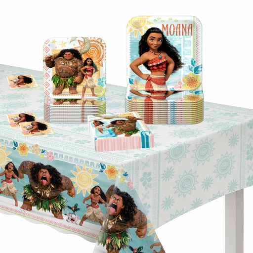 Party City Disney Moana Kids Party Tableware Kit for 8, Officially Licensed